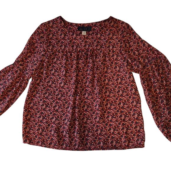 Blue Rain Floral Peasant Blouse Puffy Sleeves sz medium - Picture 3 of 8